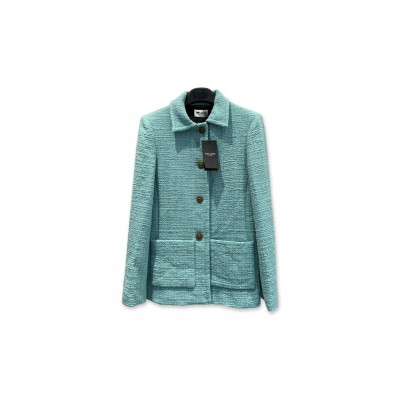 YSL TURQUOISE TWEED FITTED COAT